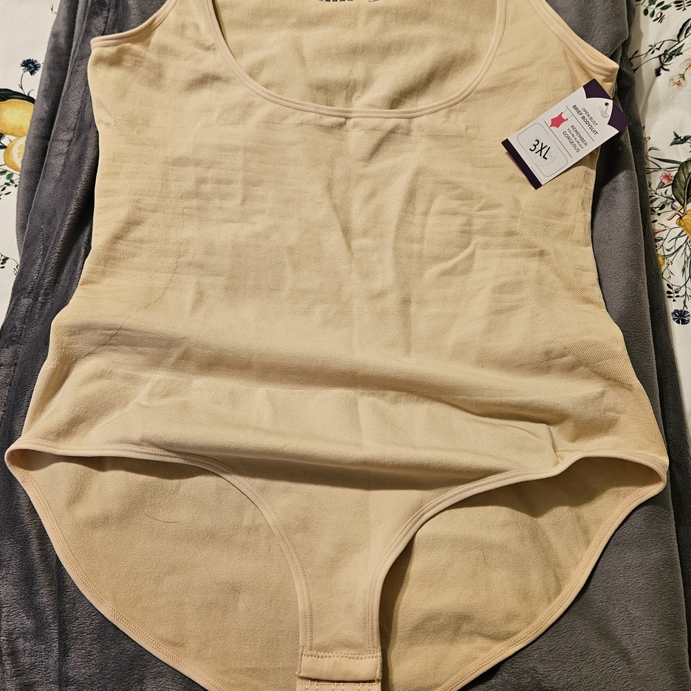 Shapermint Beige Shapewear Open Bust Bodysuit